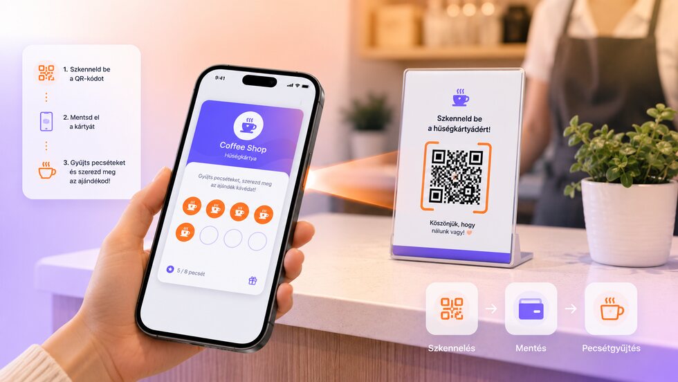 QR-code digital loyalty card with sign-up and stamping