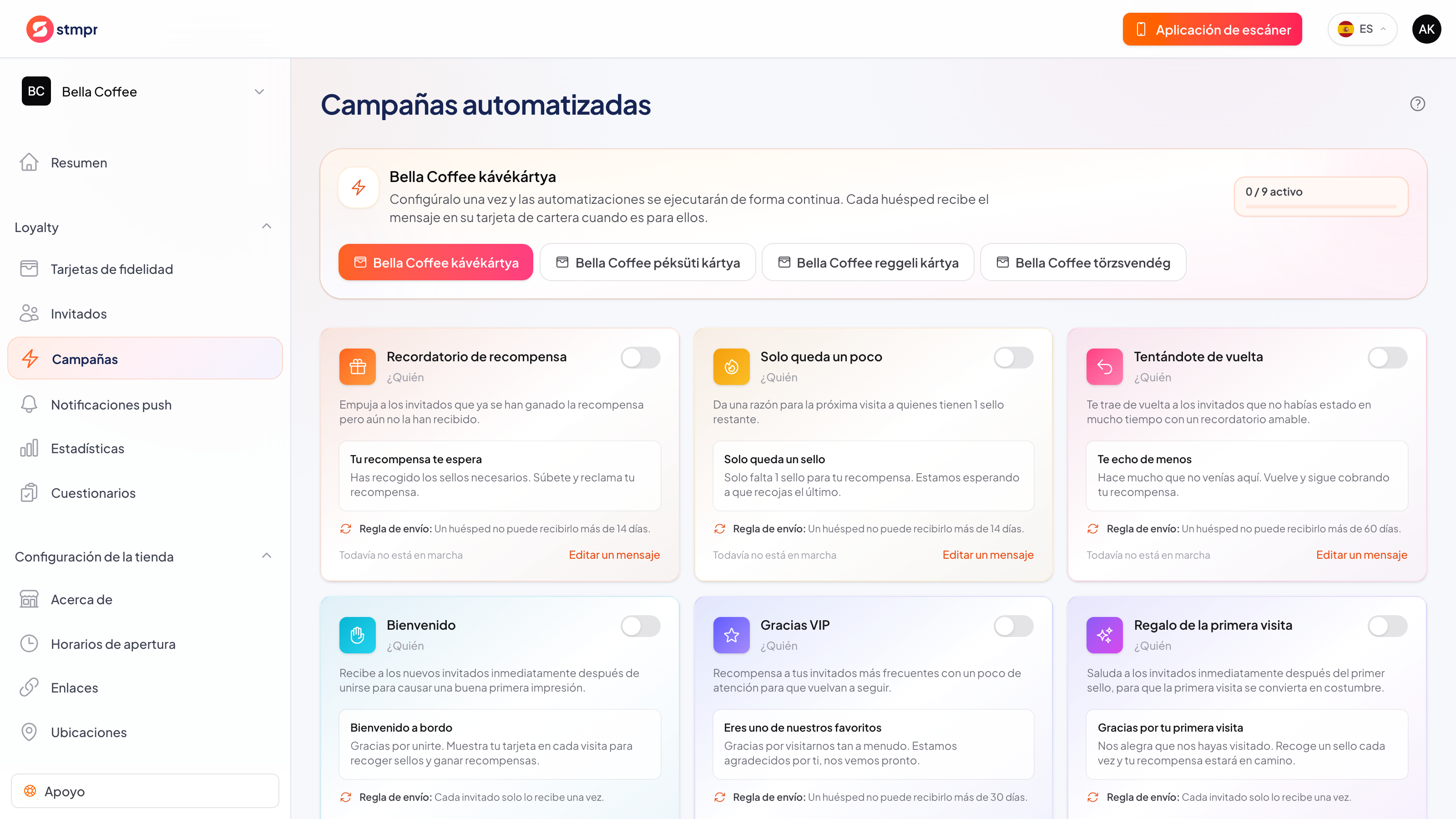 Flujo de campaña, de la audiencia a la notificación de Wallet