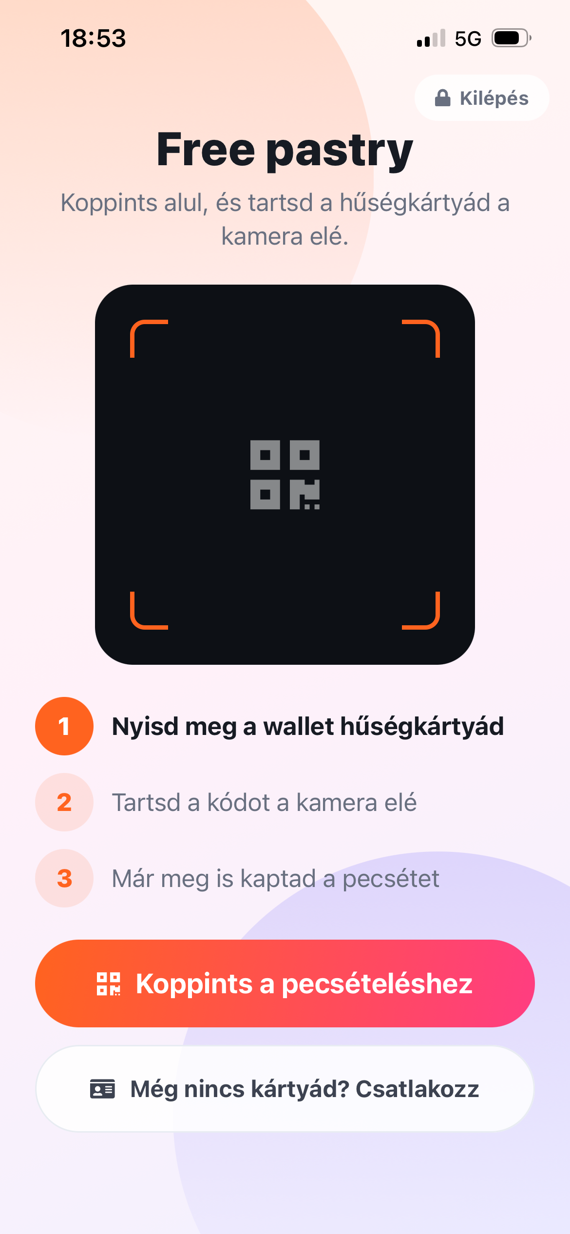 Önkiszolgáló hűségkiosk a pulton