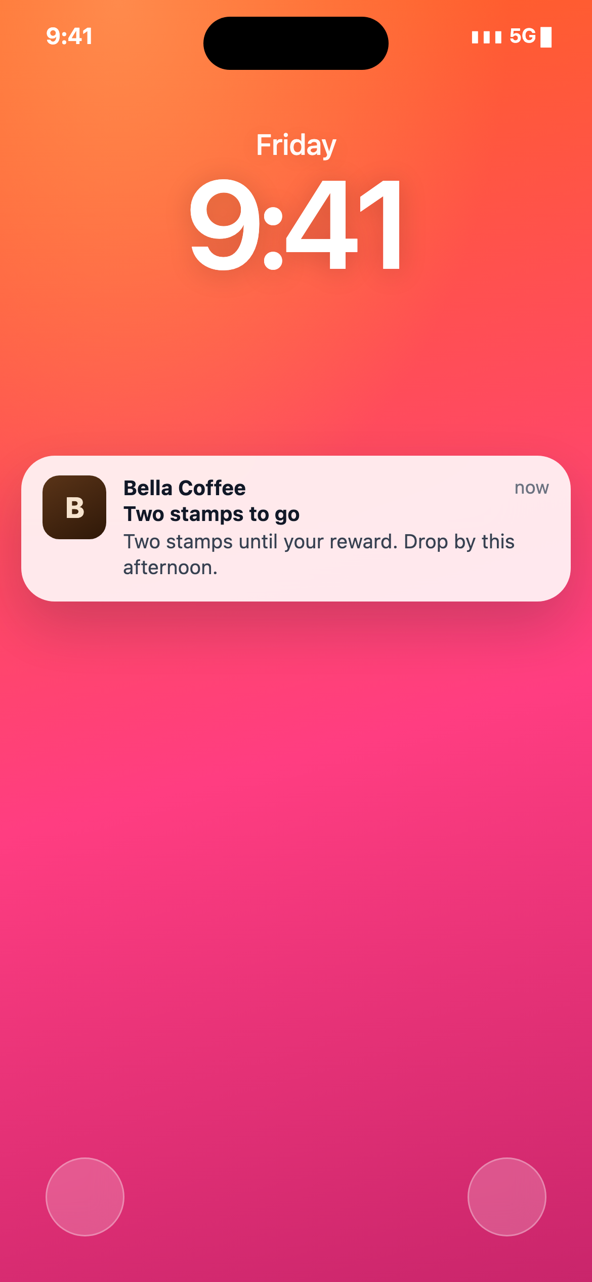 Phone lying on a table with a push notification card floating above the lock screen