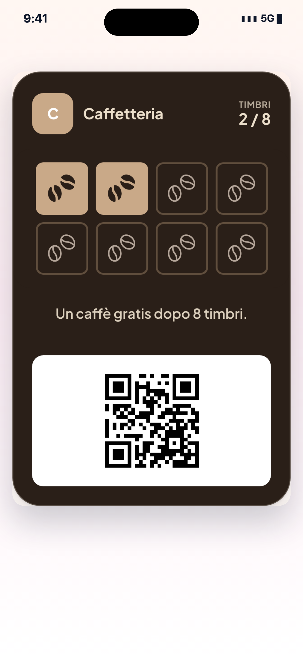 Mockup di carta fedeltà in tre varianti di colore del brand con una palette di colori accanto