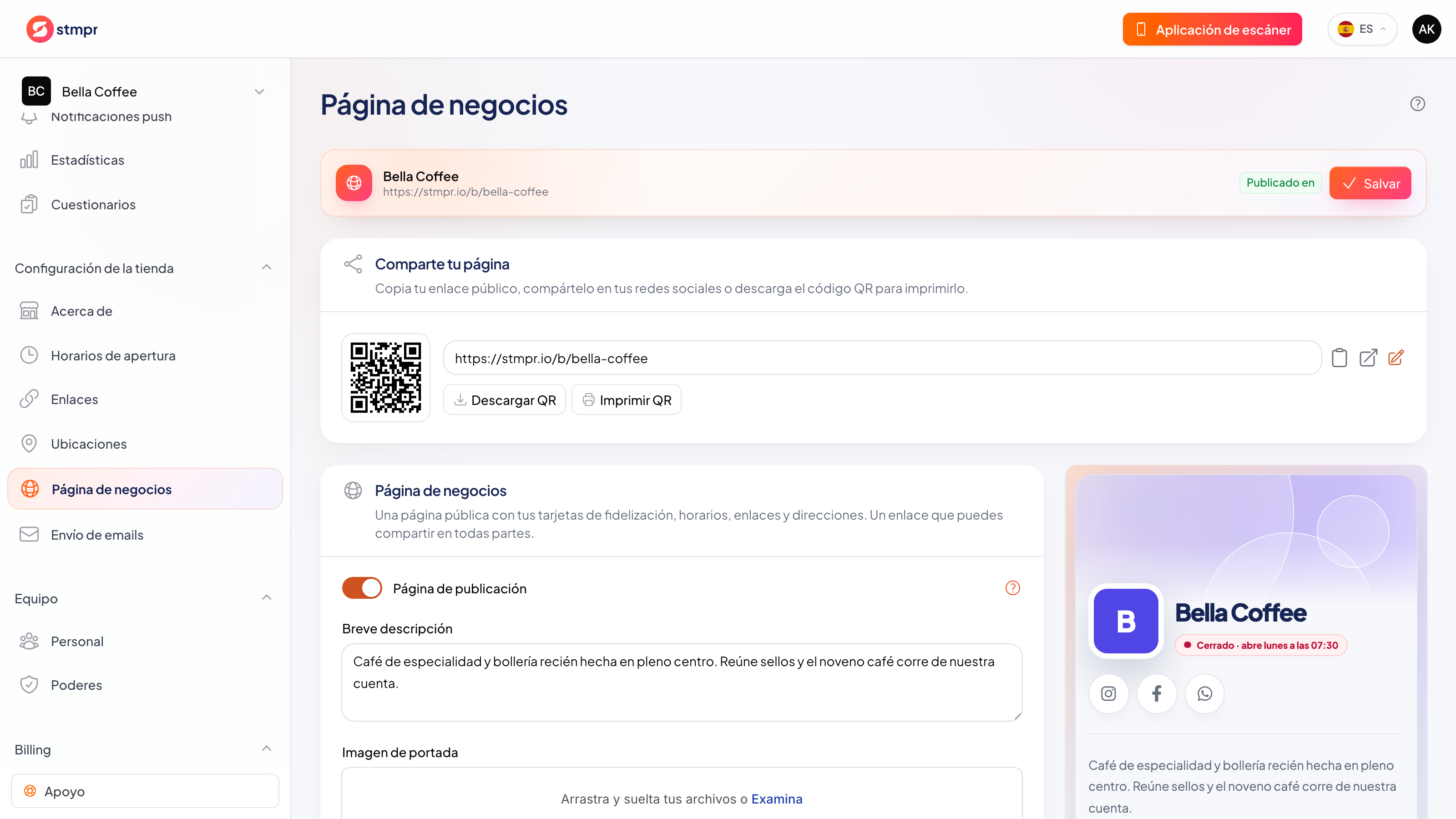 Configuración de la página web del negocio desde los datos hasta la publicación