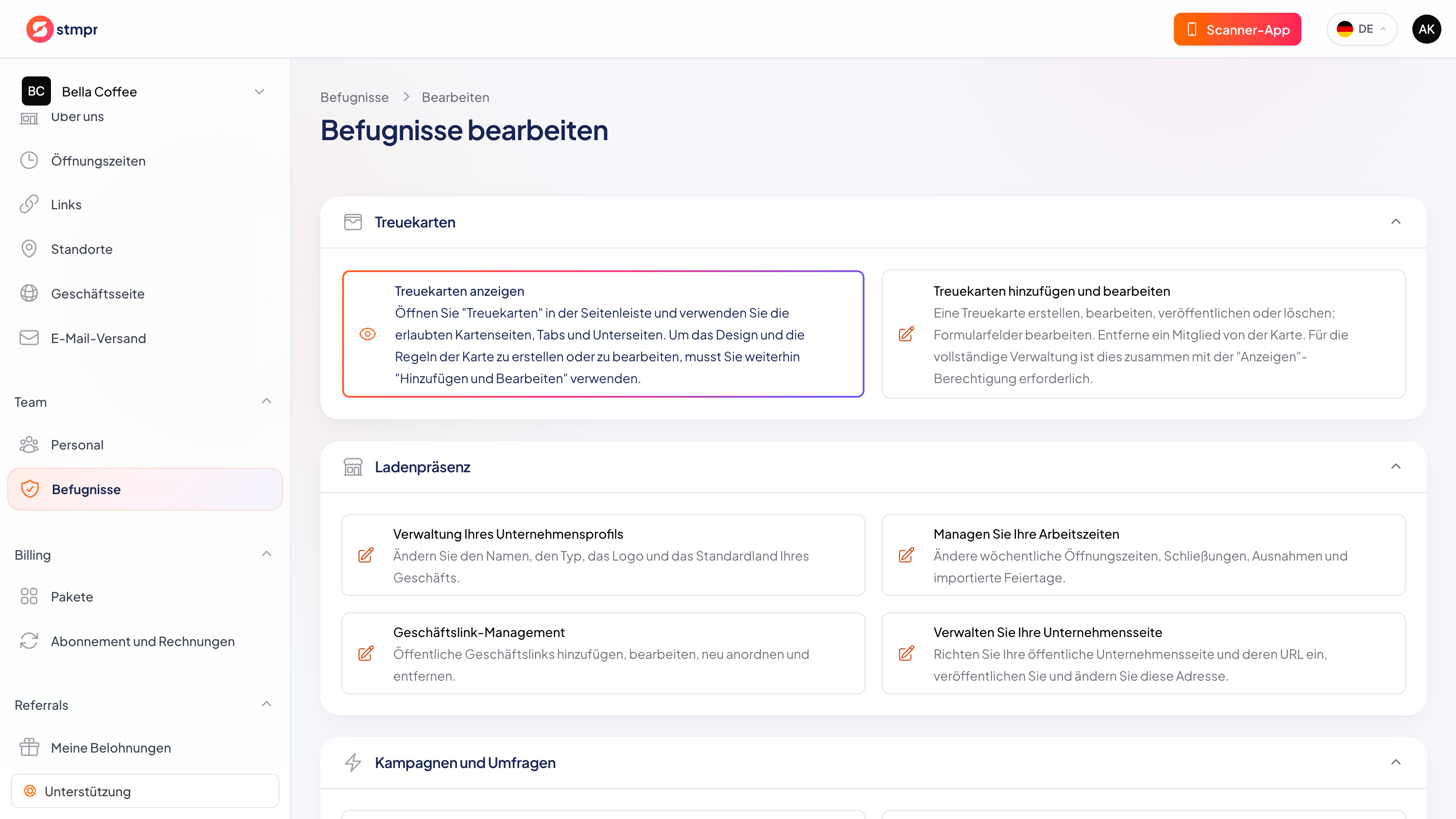 Lade ein Teammitglied ein und wähle Dashboard-Berechtigungen aus