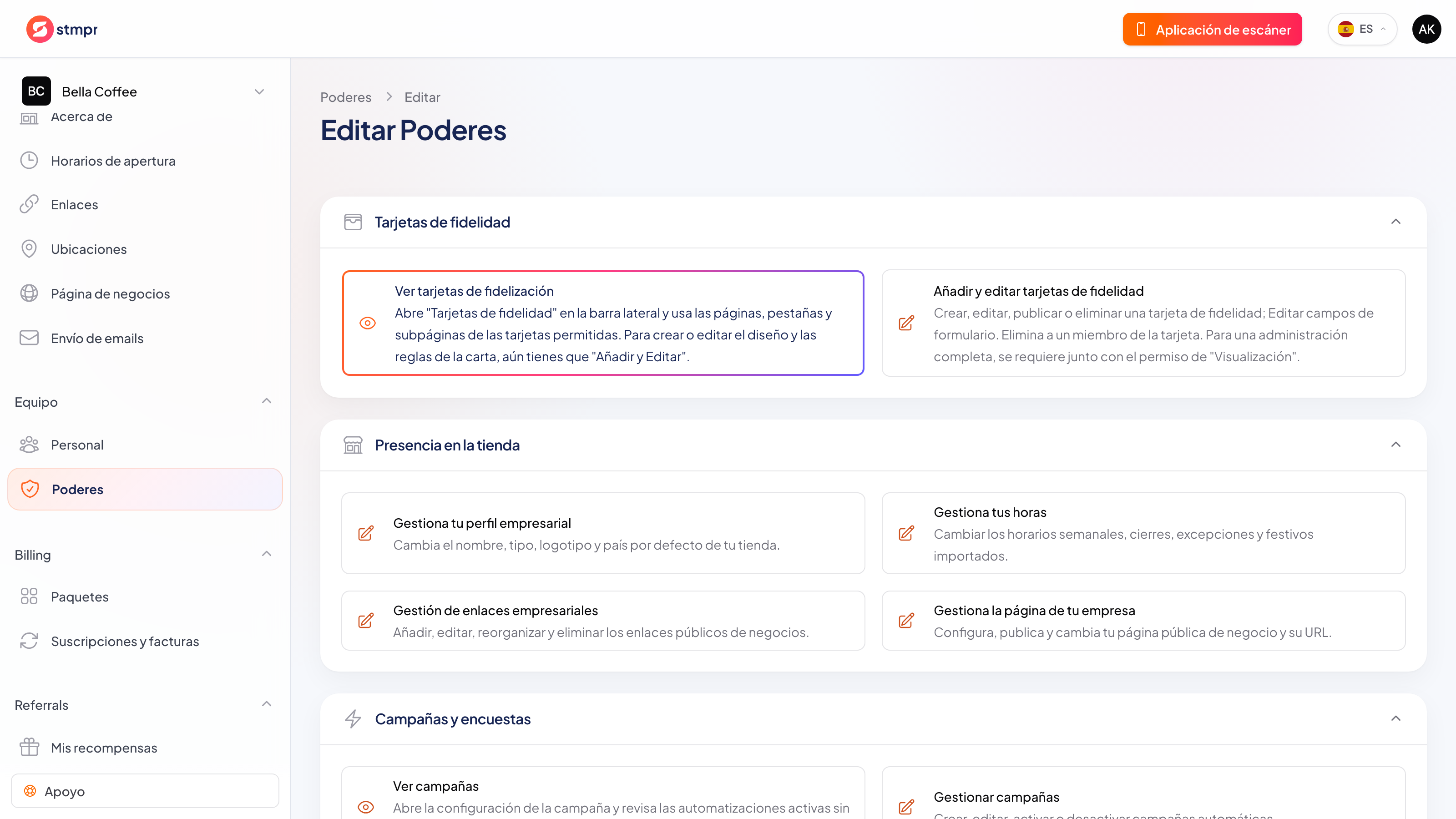Invita a un miembro del equipo y selecciona permisos para el panel de control