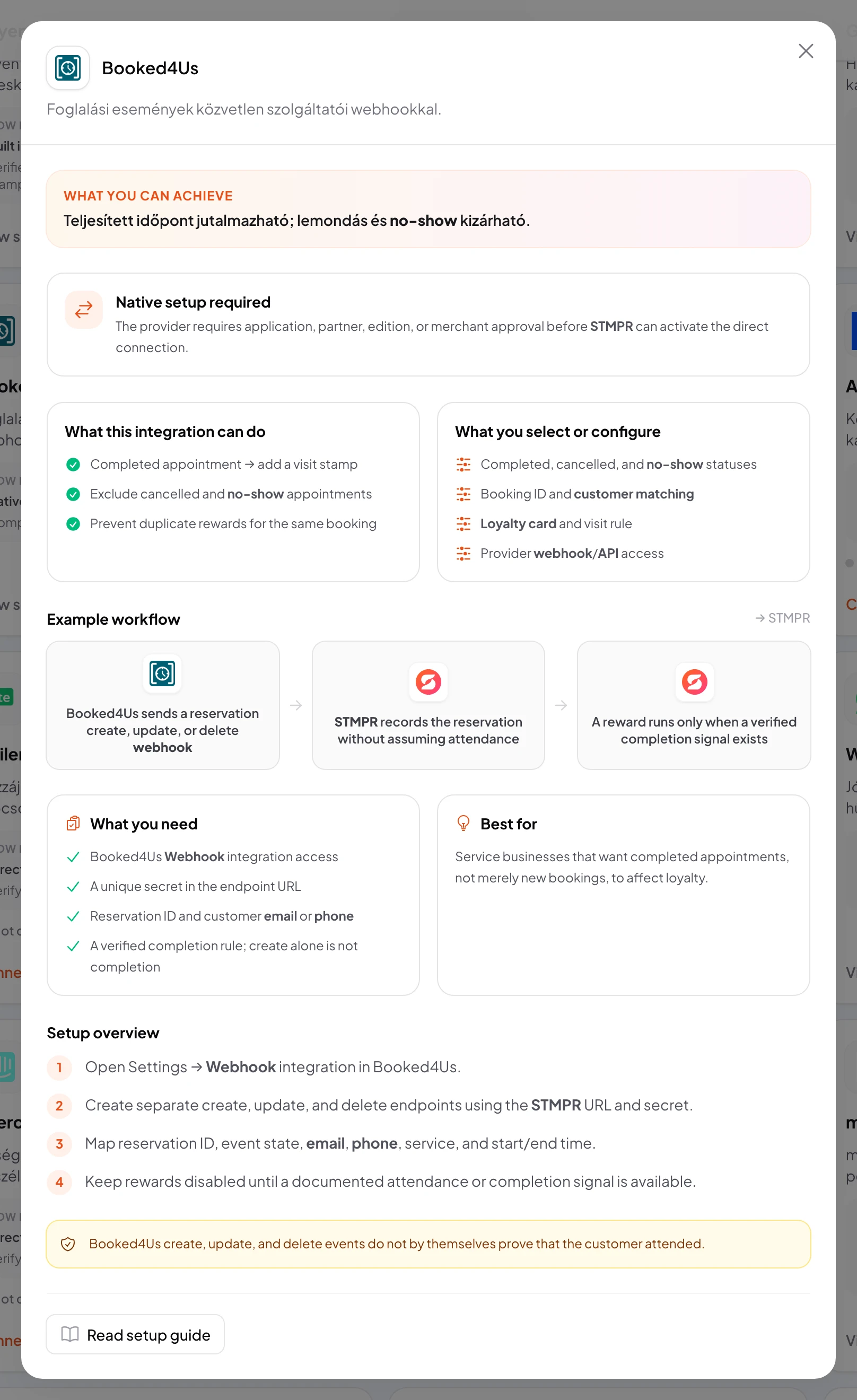 stmpr: configure the Booked4Us connection and workflow
