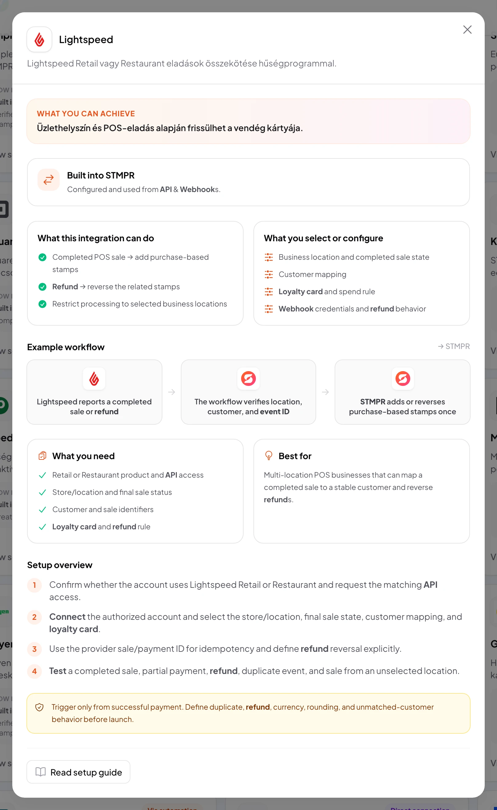 stmpr: configure the Lightspeed connection and workflow