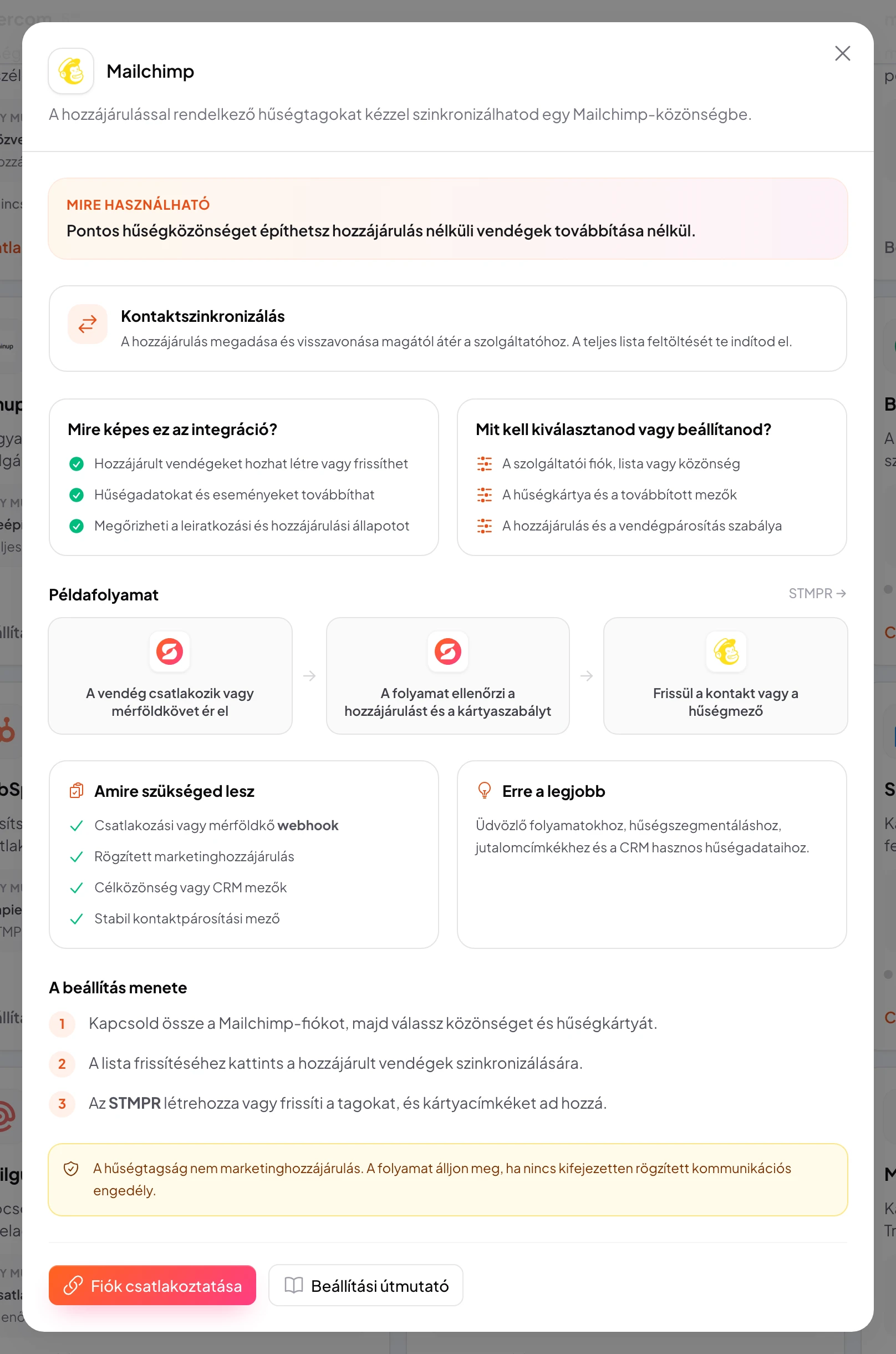 stmpr: Mailchimp kapcsolat és munkafolyamat beállítása