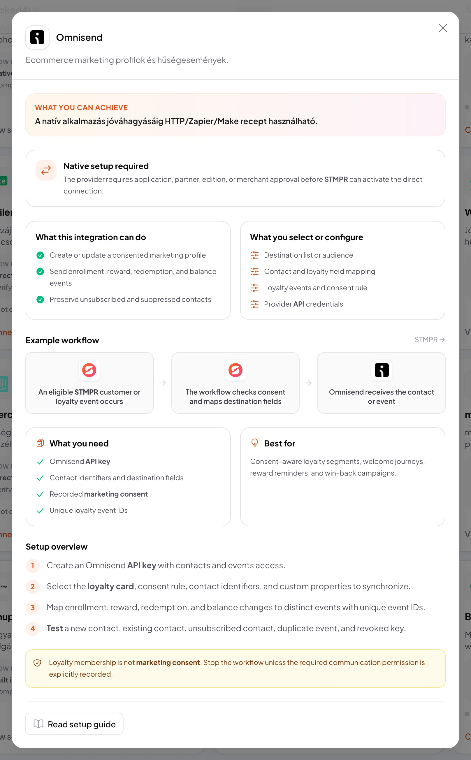 stmpr: configure the Omnisend connection and workflow