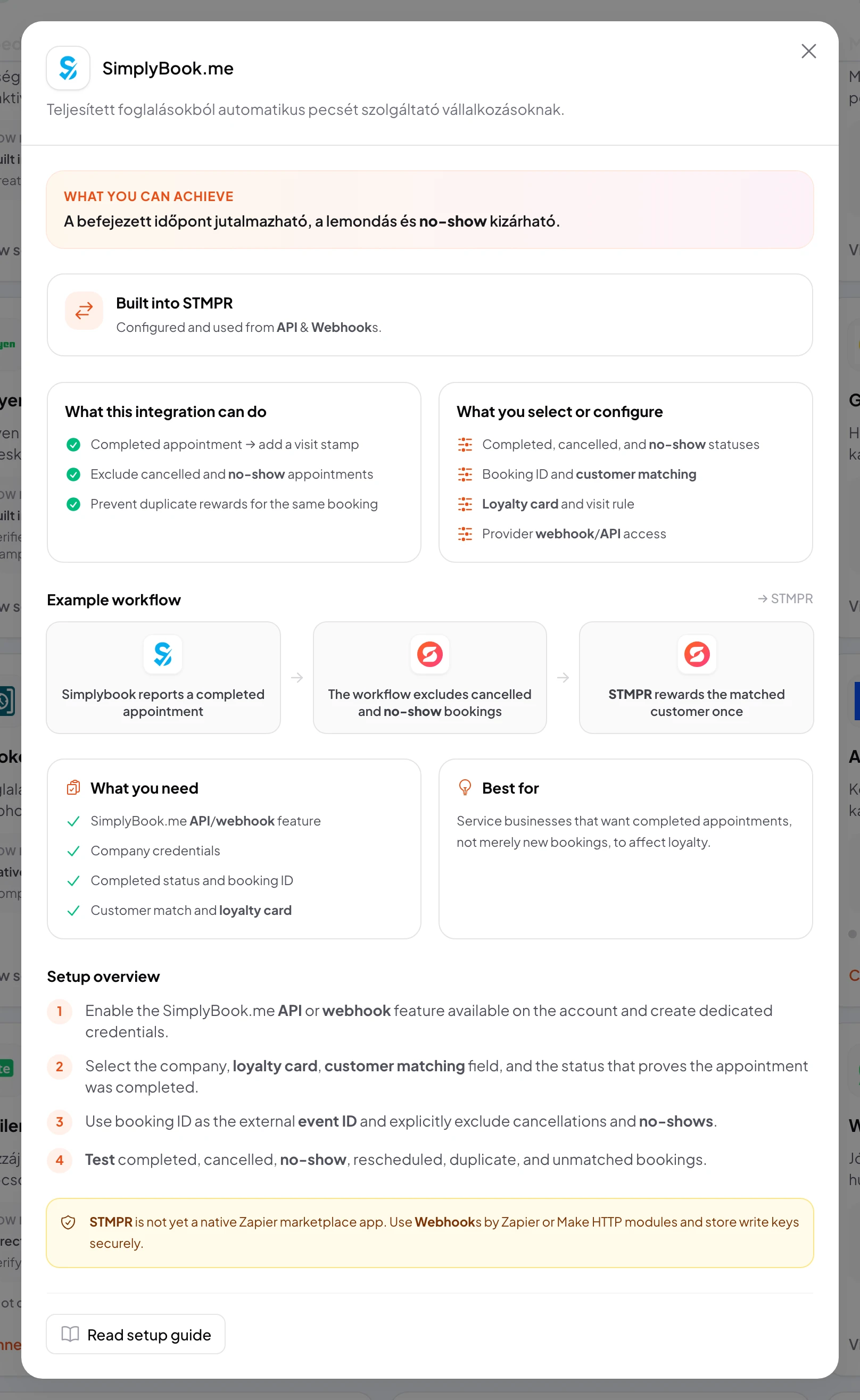 stmpr: configure the SimplyBook.me connection and workflow