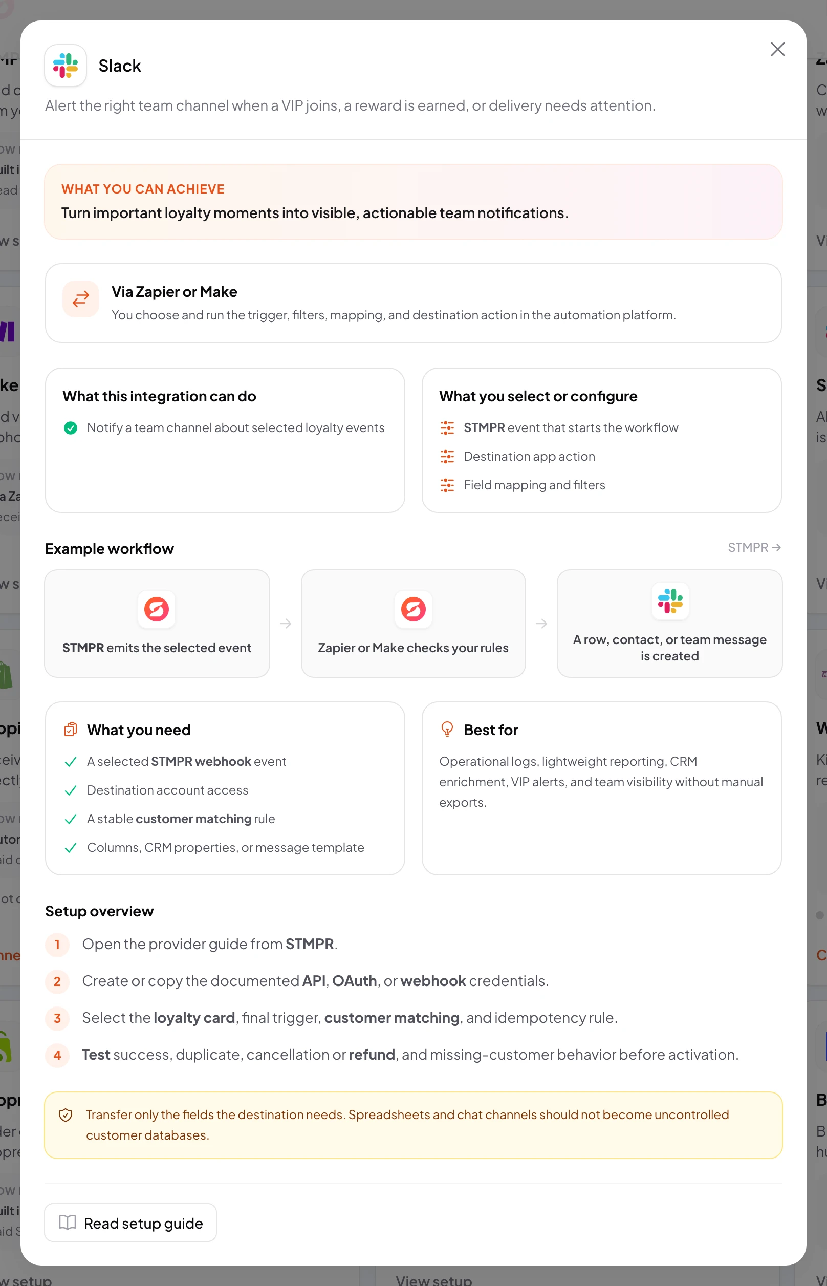 stmpr: configure the Slack connection and workflow