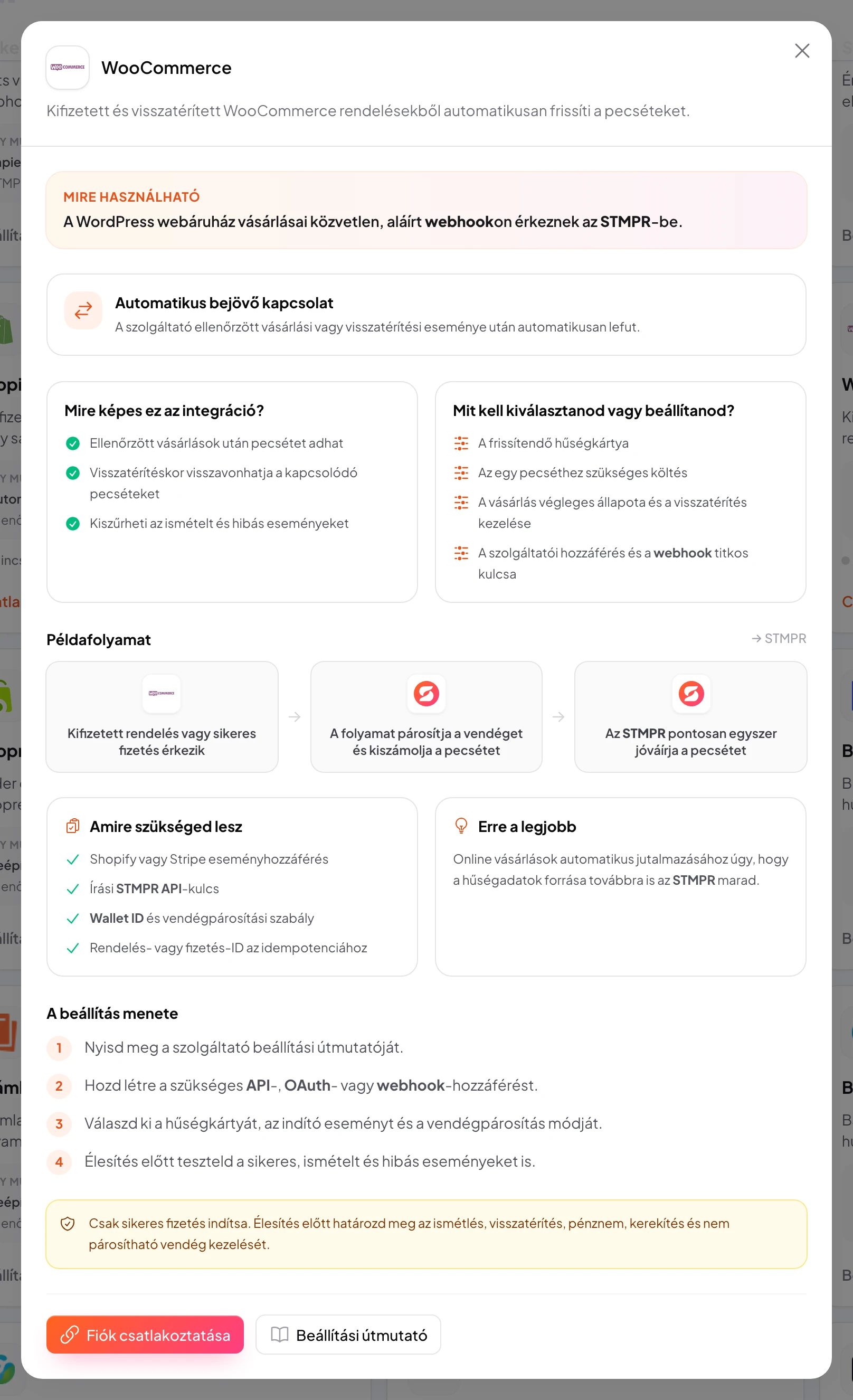 stmpr: WooCommerce kapcsolat és munkafolyamat beállítása